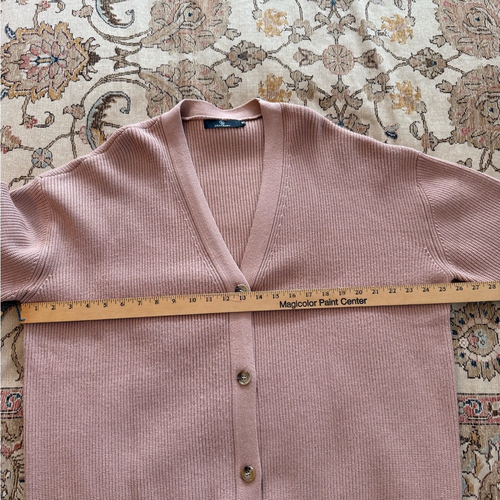 Tan Ribbed Button-Down Cocoon Cardigan - Picture 5 of 9